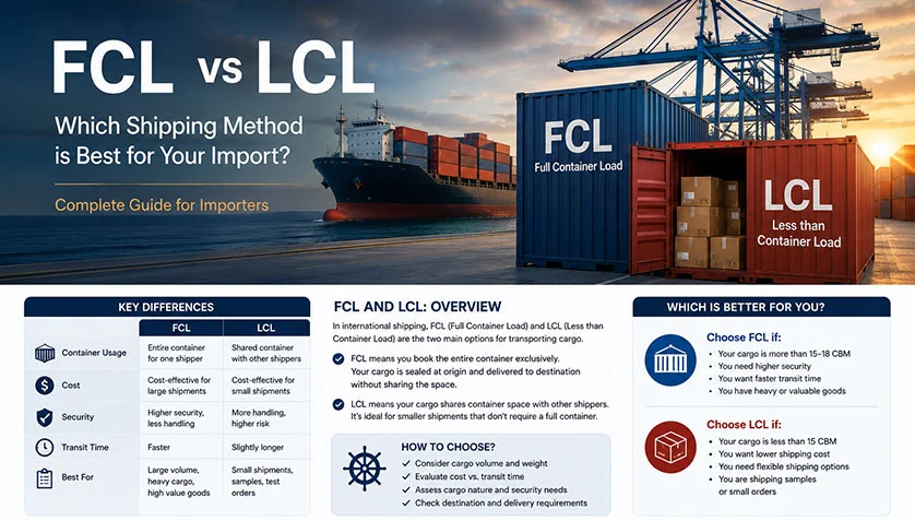 FCL vs LCL: Which Shipping Method Is Better for Import? FCL vs LCL: Which Shipping Method Is Better for Import?